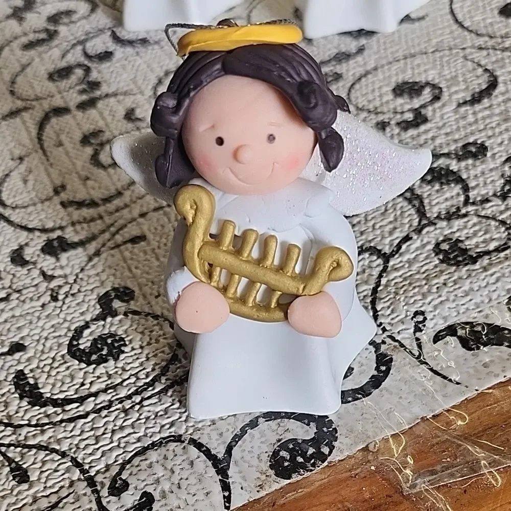 Source Unknown Angel Ornaments with Yellow and White Accents